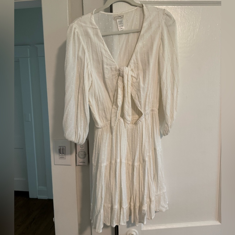 Light Cream Tiered Tie-Front Dress - L Space